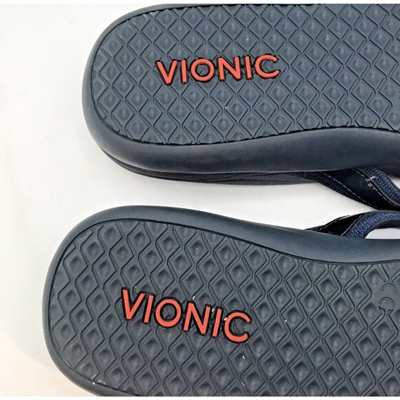 Vionic Tide II Patent Leather Sandal Women's 9 Navy Blue Orthotic Comfort Thongs - Picture 10 of 10